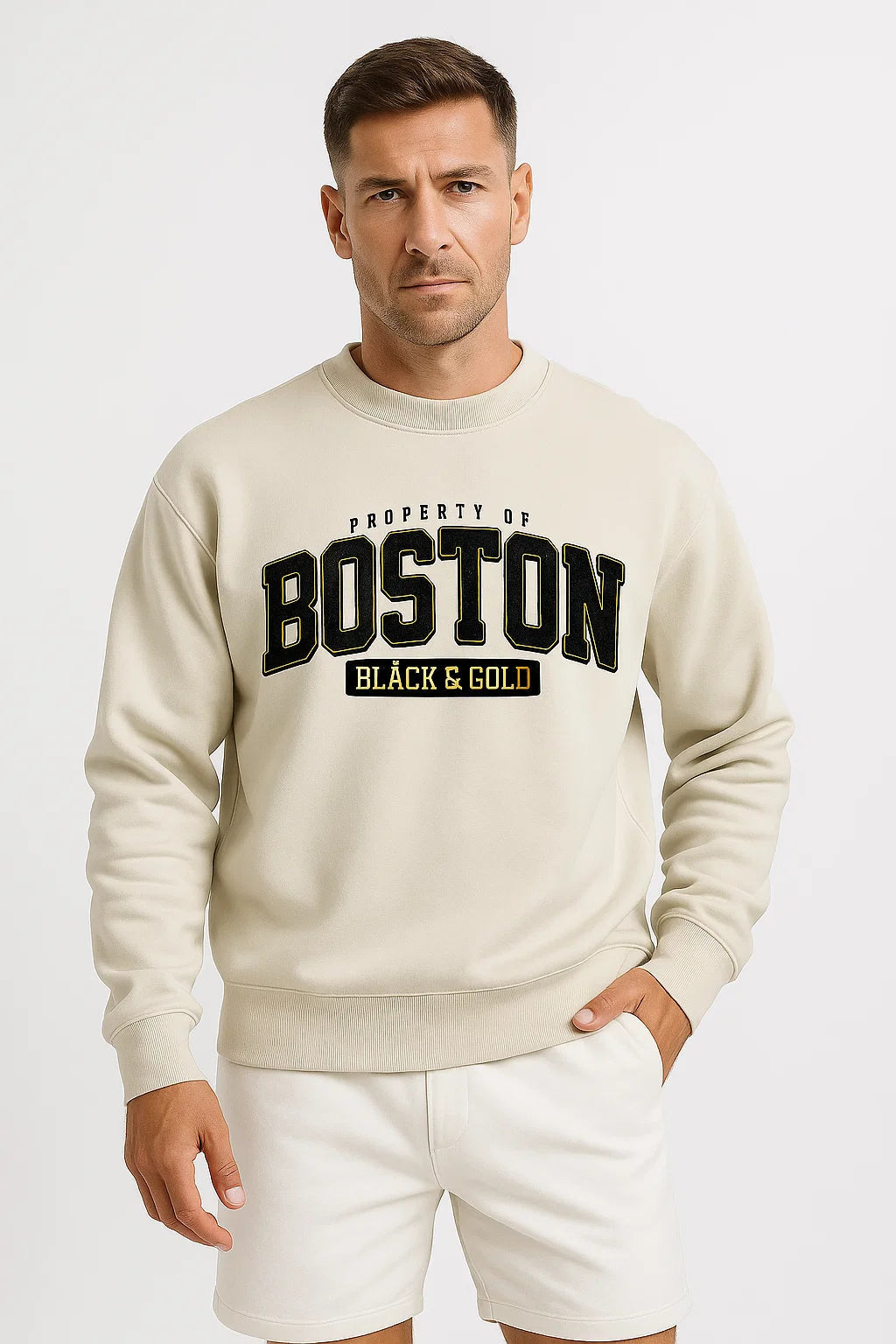 Mens Sweatshirt Cotton Blend Casual Crew Neck Ribbed Cuffs Comfort 3