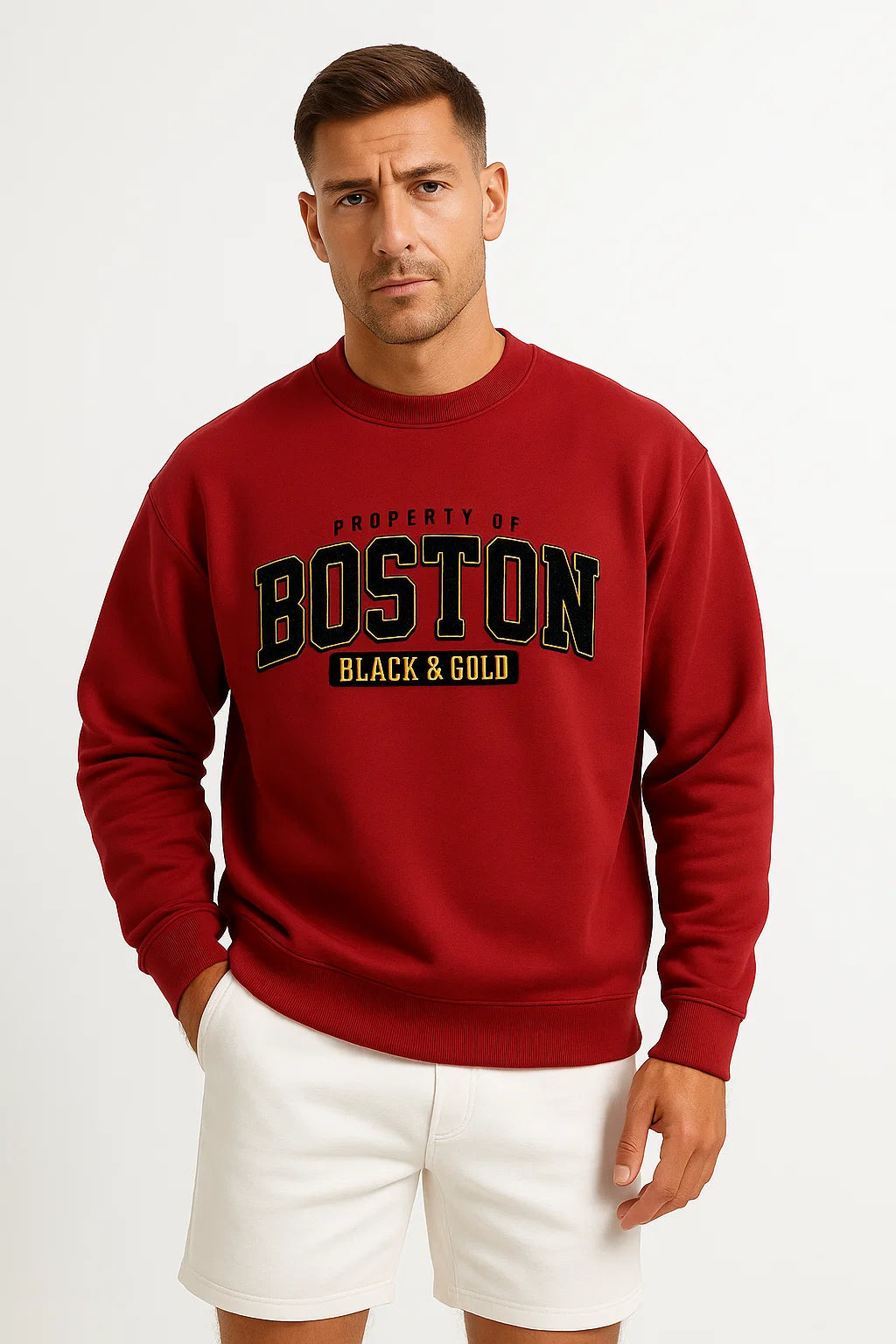 Mens Sweatshirt Cotton Blend Casual Crew Neck Ribbed Cuffs Comfort 4