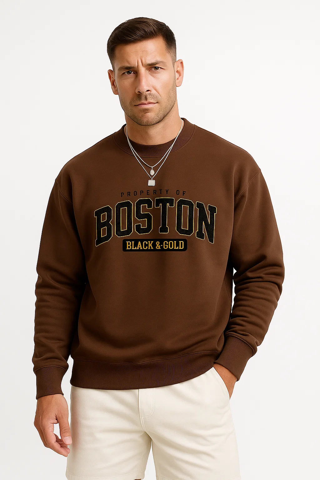 Mens Sweatshirt Cotton Blend Casual Crew Neck Ribbed Cuffs Comfort 5