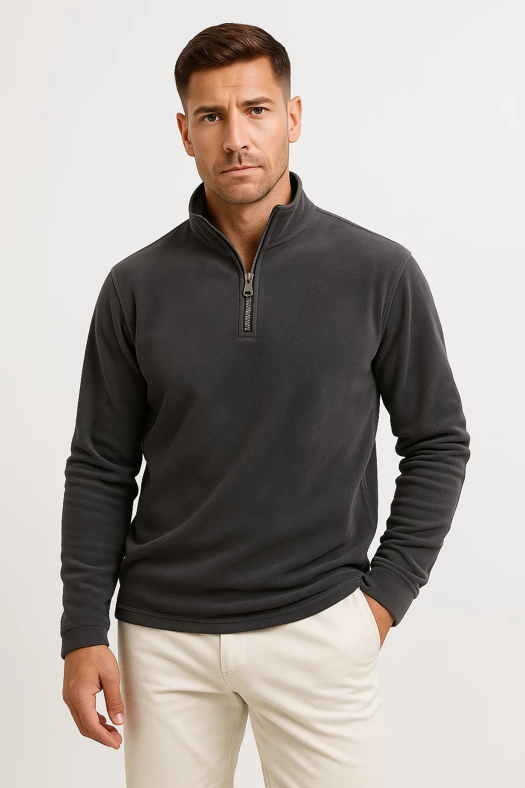 Mens Quarter Zip Sweatshirt Polar Fleece Long Sleeve Comfortable for Layering 3