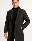 Mens Trench Coat Premium Fabric Mid-Length Notch Lapel Winter Coat 4