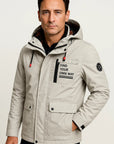 Mens Puffer Jacket Red Water-Resistant Polyester Insulated Adjustable Hood 1