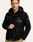 Mens Puffer Jacket Red Water-Resistant Polyester Insulated Adjustable Hood 3