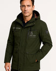 Mens Puffer Jacket Red Water-Resistant Polyester Insulated Adjustable Hood 4
