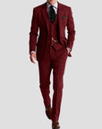 Men's Three Piece Suit Wool Blend Slim Fit Vintage for Weddings
