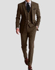 Men's Three Piece Suit Wool Blend Slim Fit Vintage for Weddings