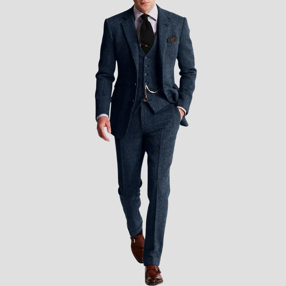 Men&#39;s Three Piece Suit Wool Blend Slim Fit Vintage for Weddings
