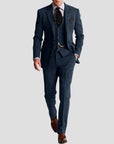 Men's Three Piece Suit Wool Blend Slim Fit Vintage for Weddings