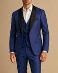 Men's Tuxedo Suit Slim Fit Three Piece with Satin Lapels for Weddings