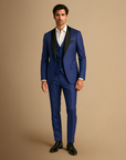 Men's Tuxedo Suit Slim Fit Three Piece with Satin Lapels for Weddings