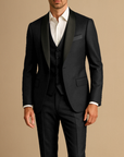 Men's Tuxedo Suit Slim Fit Three Piece with Satin Lapels for Weddings