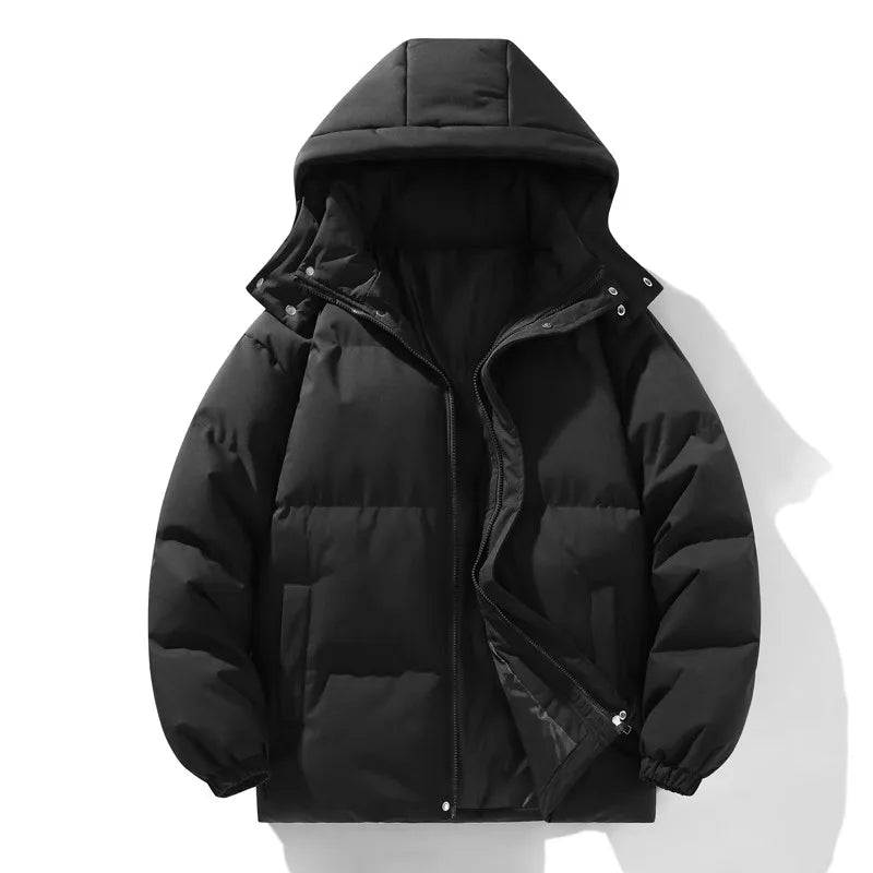 Men&#39;s Winter Jacket Hooded Windproof Casual Loose Fit Parka