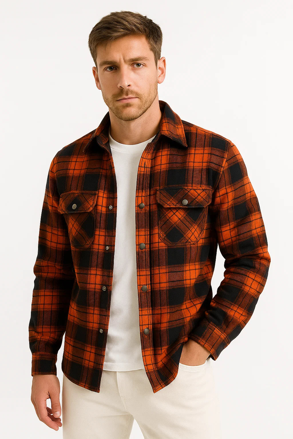 Mens Quilted Jacket Lightweight Plaid Casual Urban Style 2