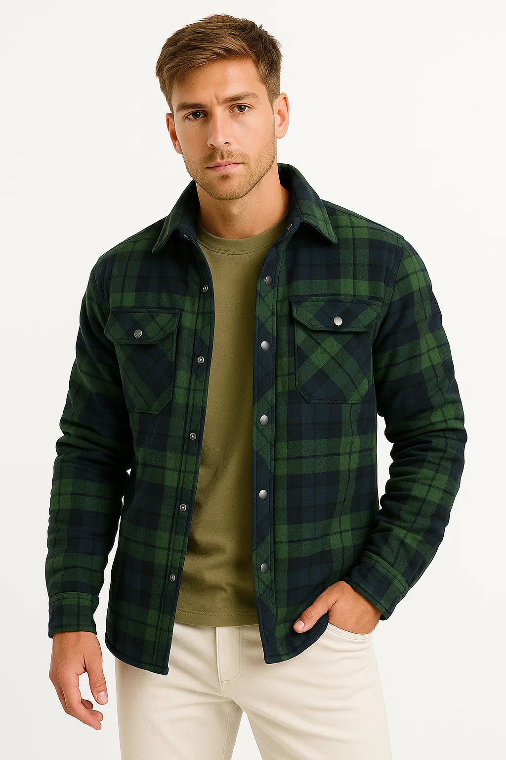 Mens Quilted Jacket Lightweight Plaid Casual Urban Style 6
