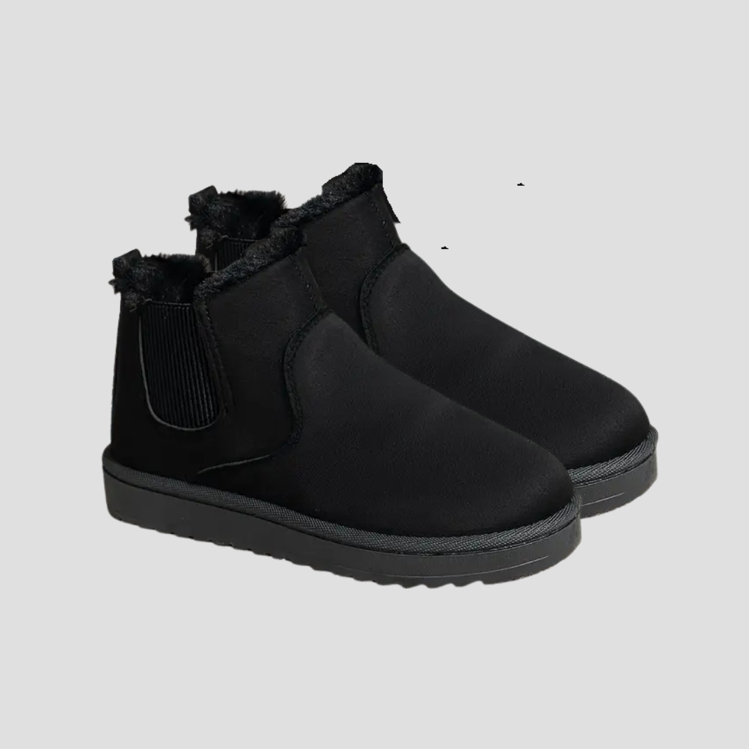 Women's Ankle Boots Black Plush Lined Slip-On Winter 1