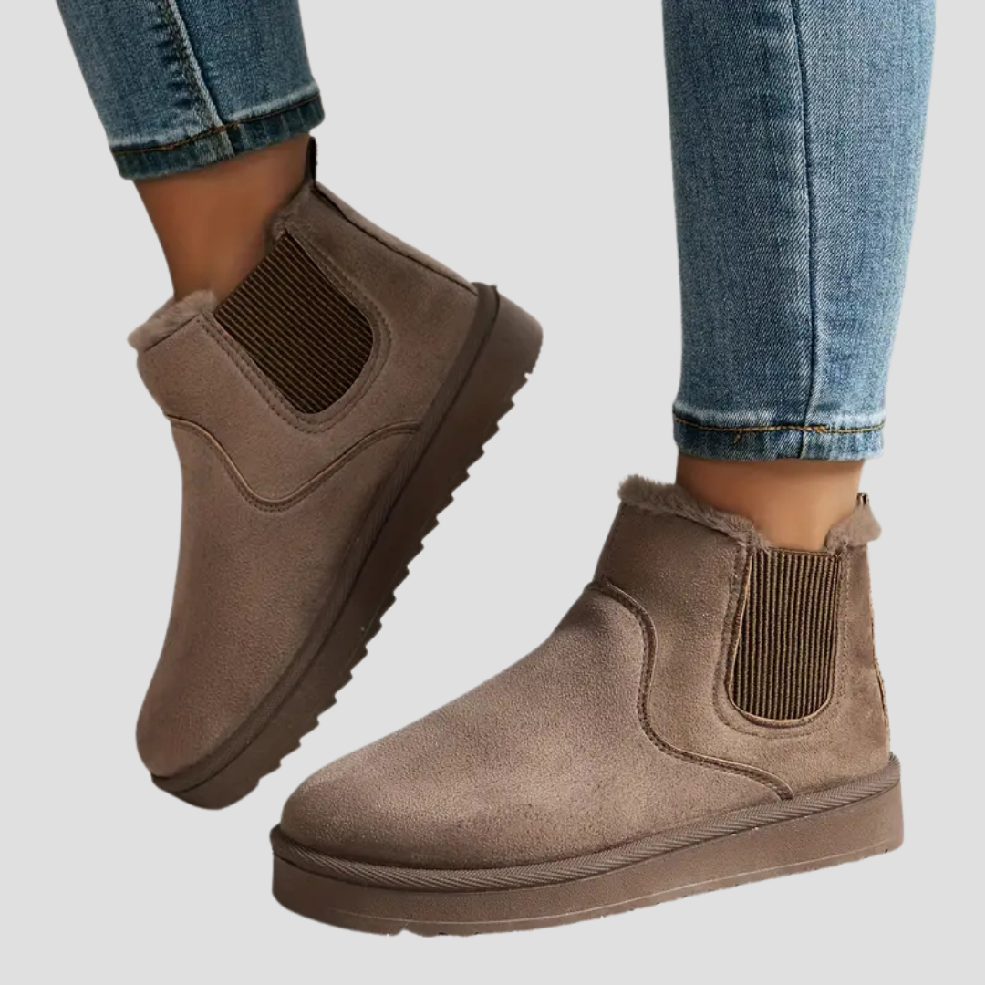 Women's Ankle Boots Black Plush Lined Slip-On Winter 2