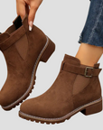 Women's Ankle Boots Black Rounded Toe Low Heel Retro Design 2