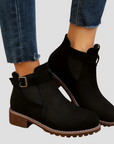 Women's Ankle Boots Black Rounded Toe Low Heel Retro Design 3