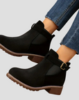 Women's Ankle Boots Black Rounded Toe Low Heel Retro Design 4