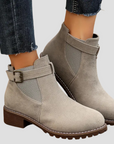 Women's Ankle Boots Black Rounded Toe Low Heel Retro Design 5