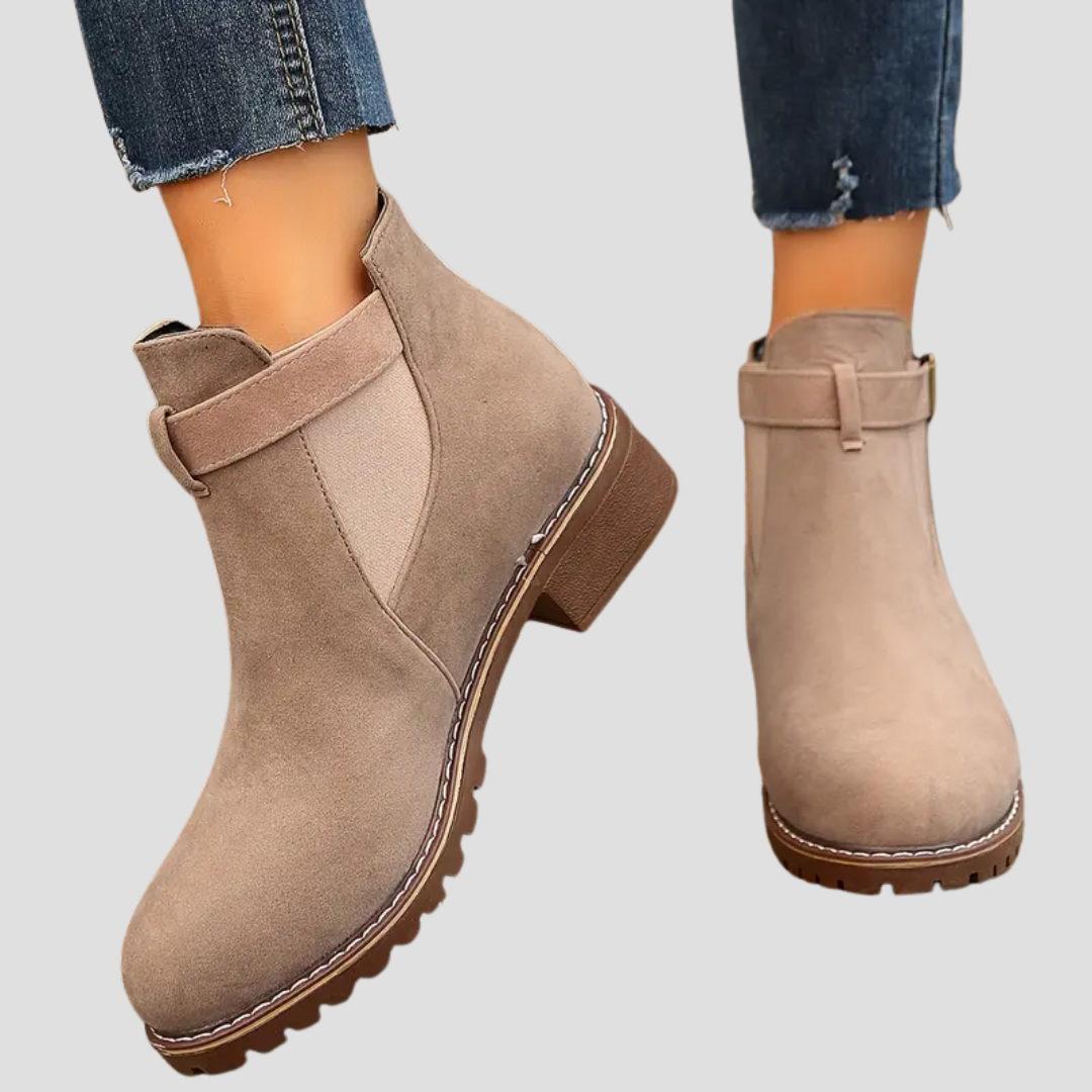 Women&#39;s Ankle Boots Black Rounded Toe Low Heel Retro Design 7