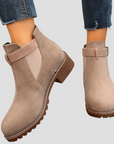 Women's Ankle Boots Black Rounded Toe Low Heel Retro Design 7