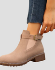 Women's Ankle Boots Black Rounded Toe Low Heel Retro Design 8