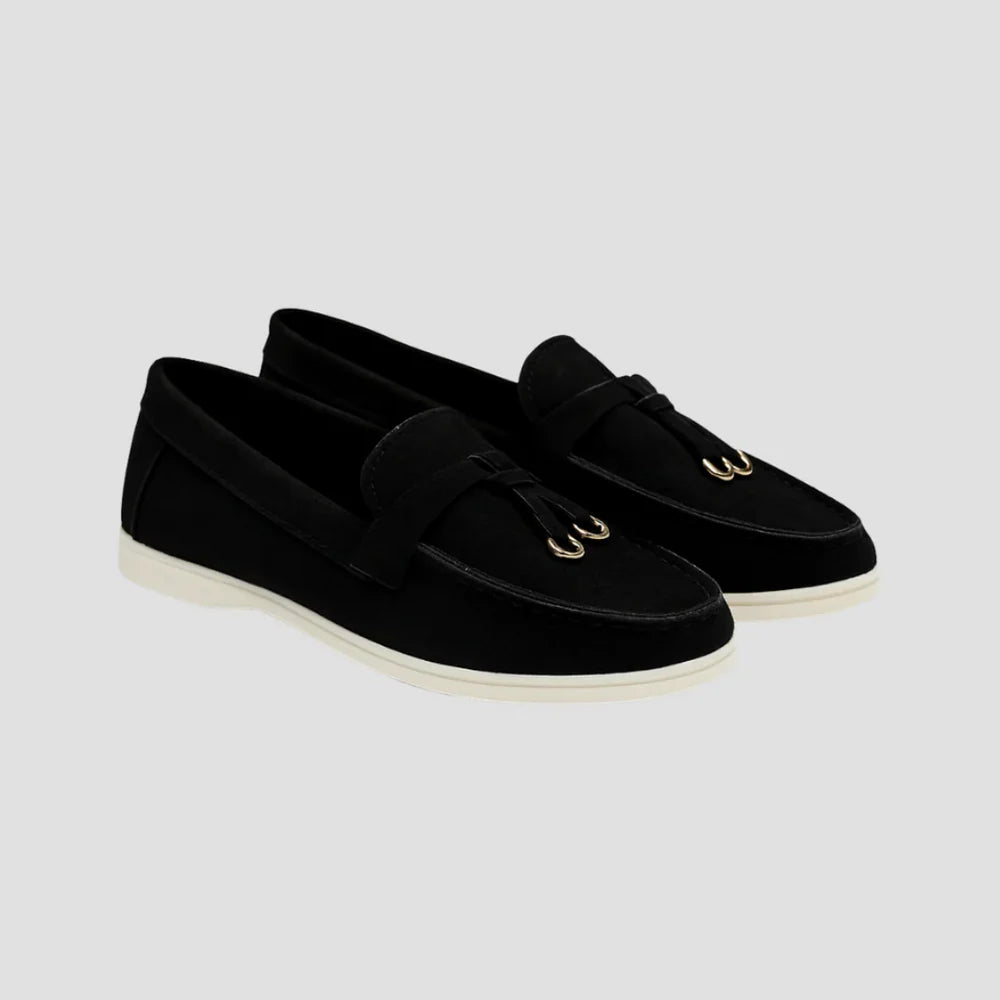 Women's Black Loafers Suede Slip-On Lightweight Comfort 1