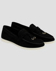 Women's Black Loafers Suede Slip-On Lightweight Comfort 1