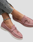 Women's Black Loafers Suede Slip-On Lightweight Comfort 3