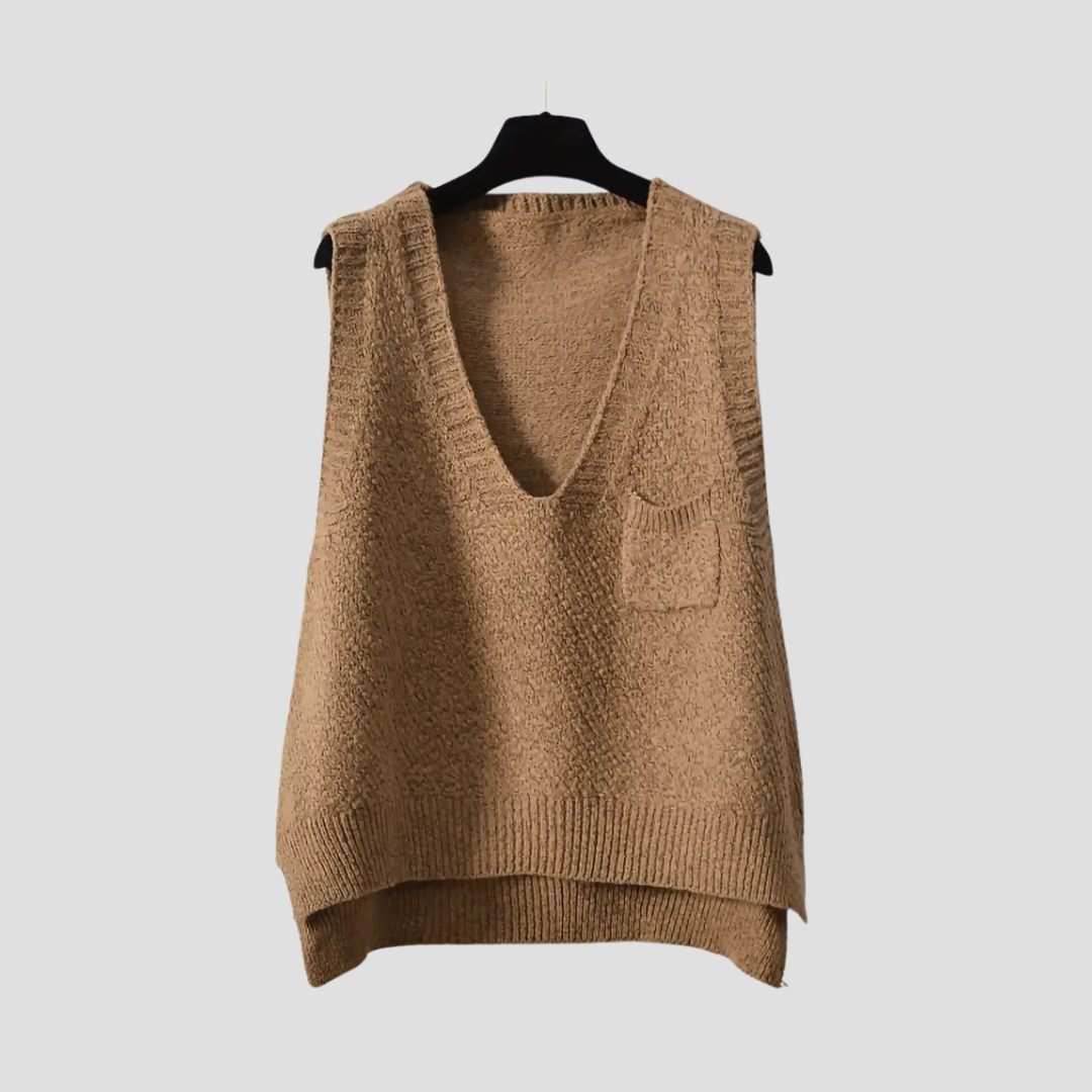 Women's Knitted Vest V-Neck Sleeveless Soft Black 0