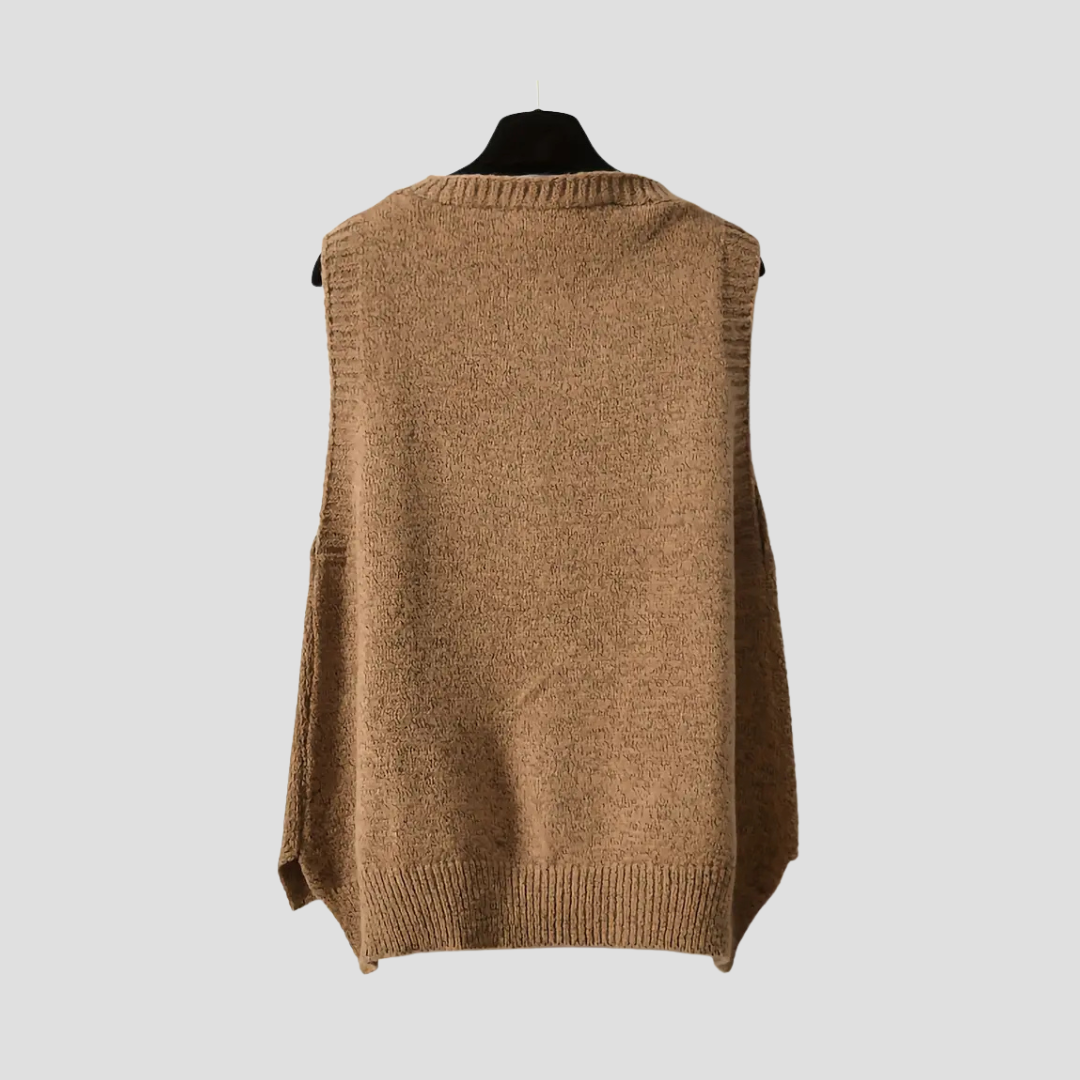 Women's Knitted Vest V-Neck Sleeveless Soft Black 2
