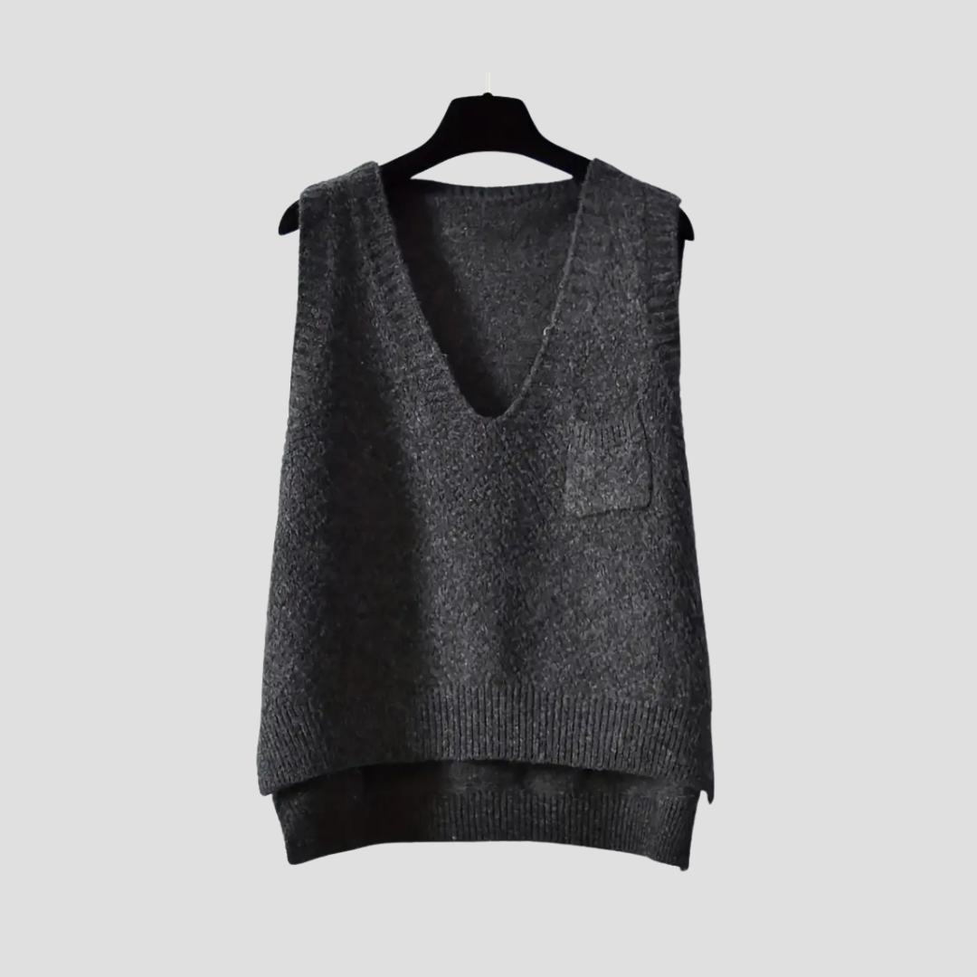 Women's Knitted Vest V-Neck Sleeveless Soft Black 5