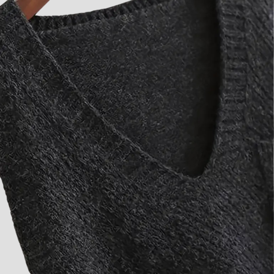 Women's Knitted Vest V-Neck Sleeveless Soft Black 6