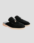 Women's Loafers Suede Slip-On Mule with Polished Metal Accent 2