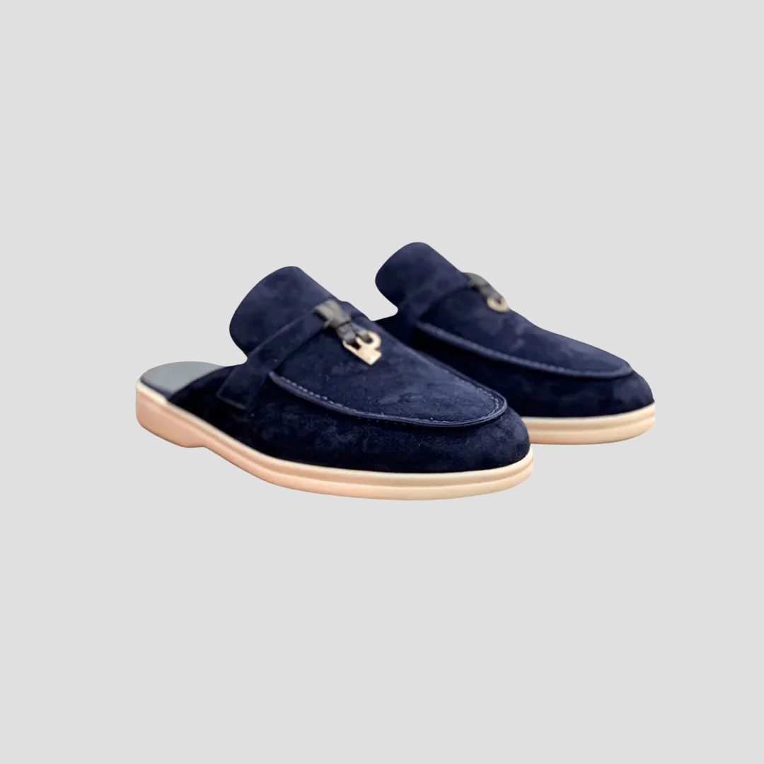 Women's Loafers Suede Slip-On Mule with Polished Metal Accent 3