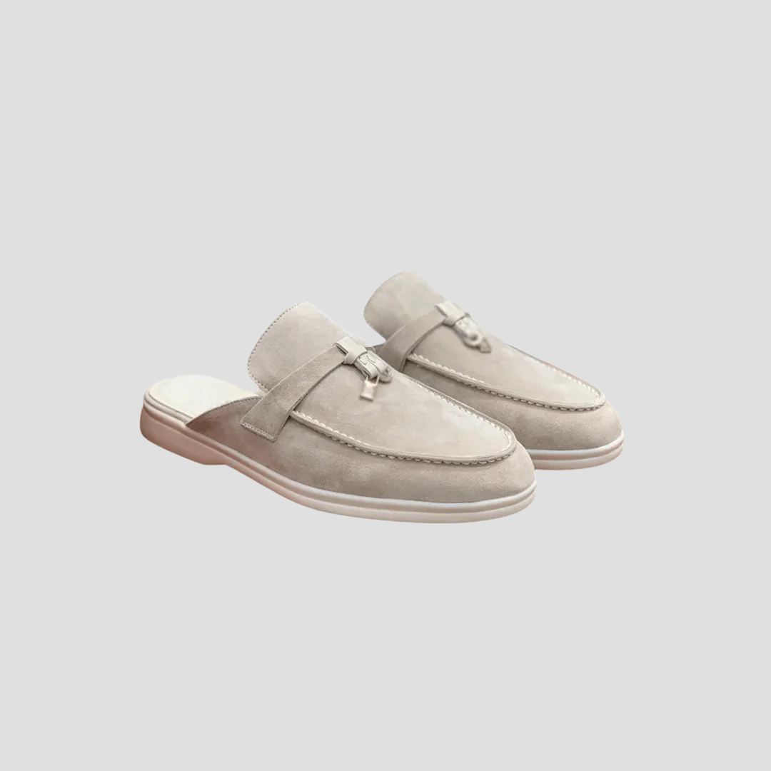 Women's Loafers Suede Slip-On Mule with Polished Metal Accent 4