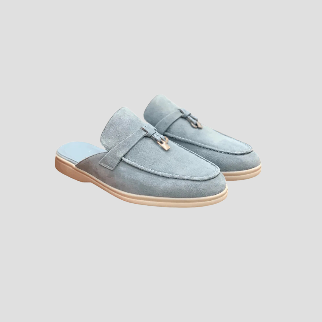Women's Loafers Suede Slip-On Mule with Polished Metal Accent 5