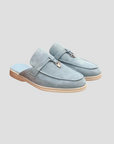 Women's Loafers Suede Slip-On Mule with Polished Metal Accent 5