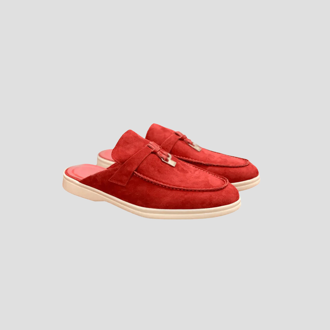 Women&#39;s Loafers Suede Slip-On Mule with Polished Metal Accent 7