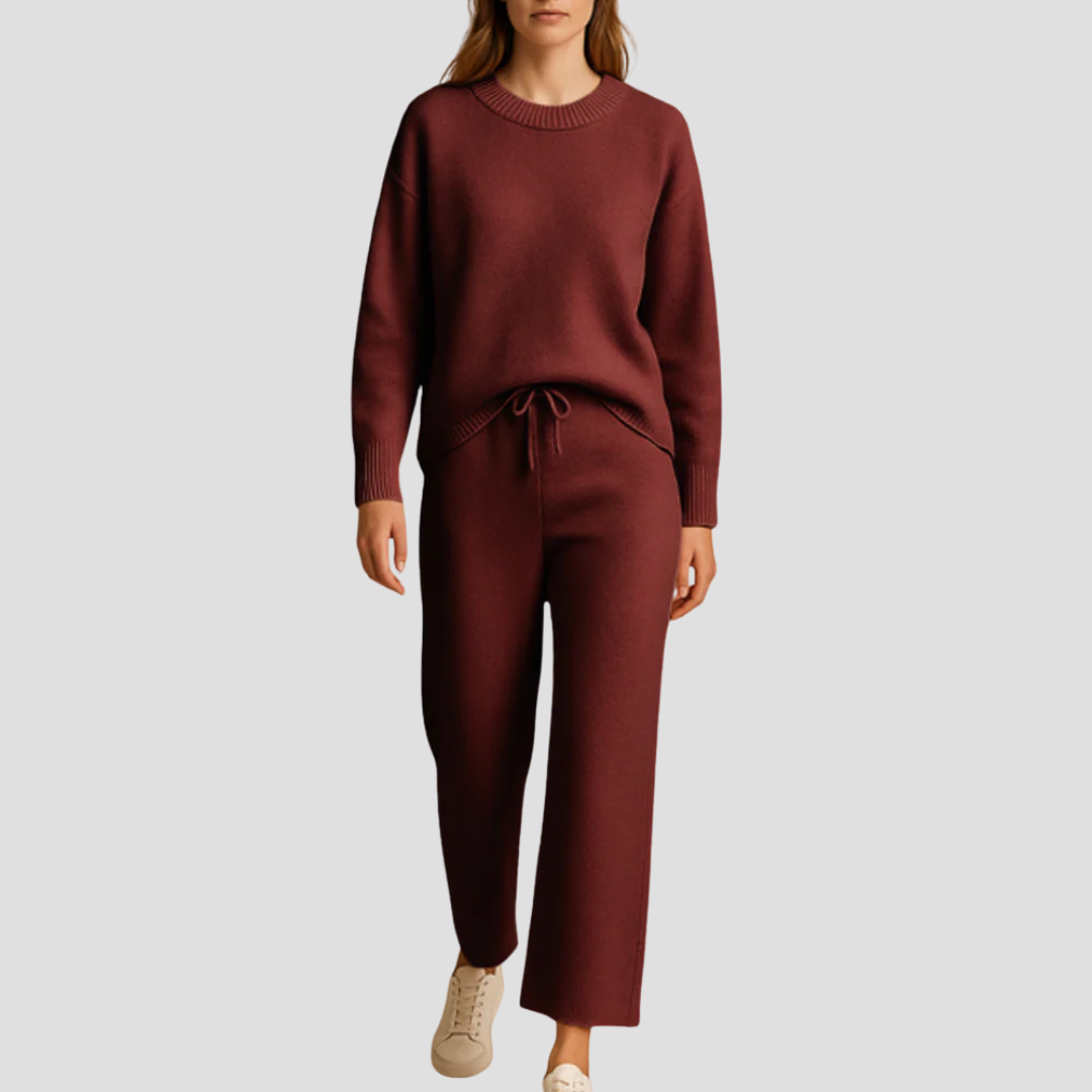 Women's Loungewear Set Knitted Relaxed Fit with Wide-Leg Trousers 0