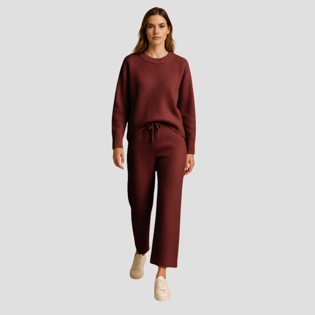 Women's Loungewear Set Knitted Relaxed Fit with Wide-Leg Trousers 2