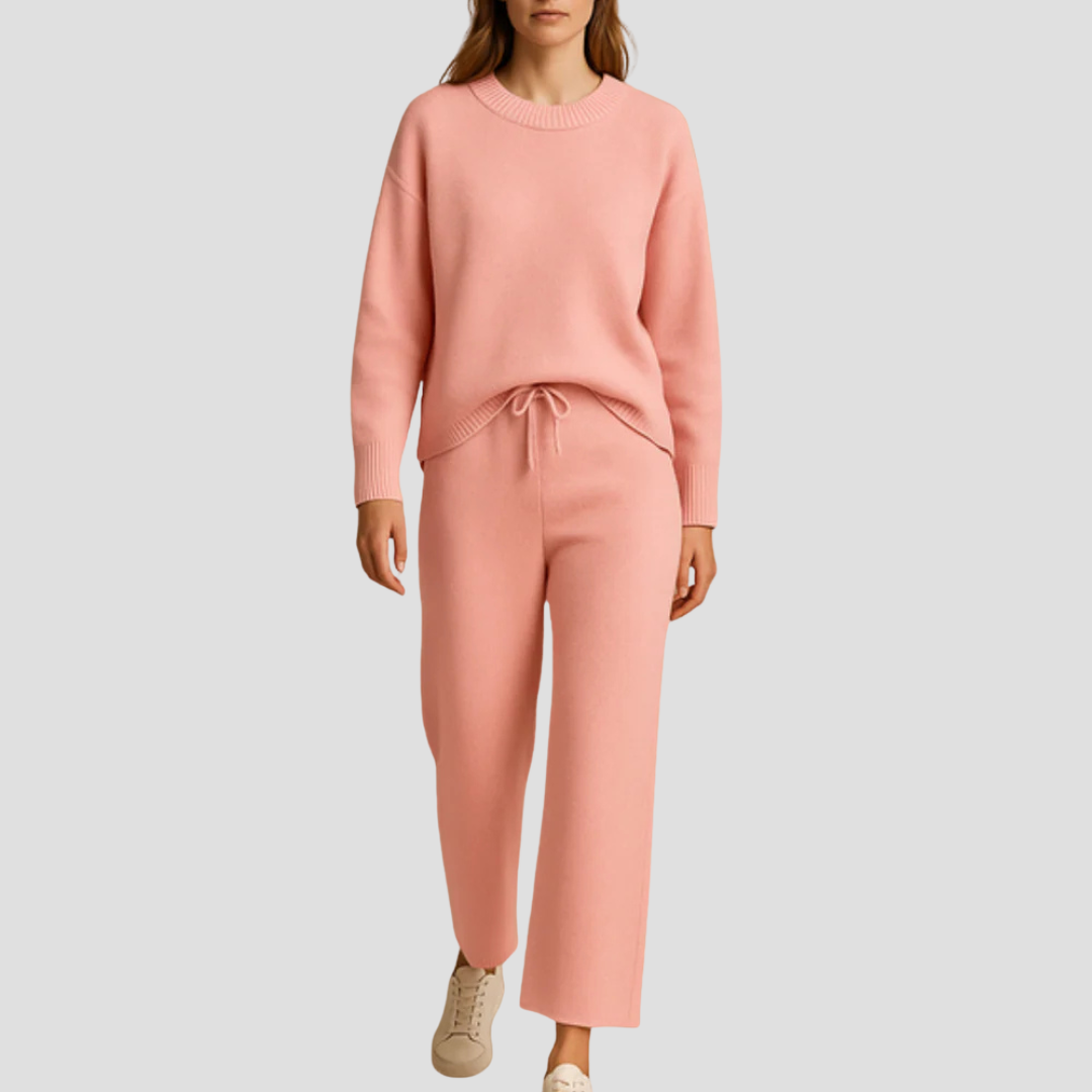 Women's Loungewear Set Knitted Relaxed Fit with Wide-Leg Trousers 3