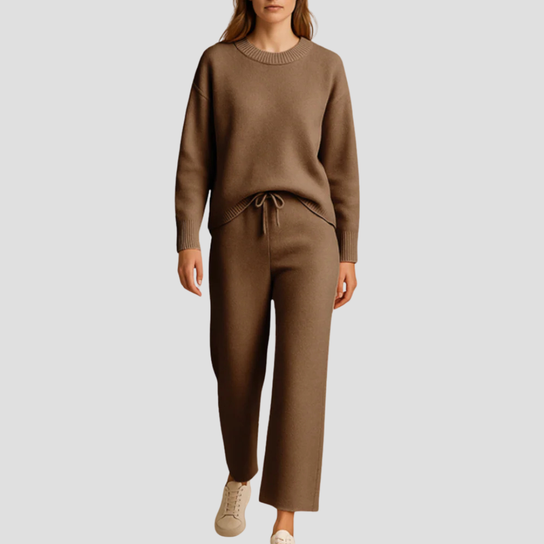 Women's Loungewear Set Knitted Relaxed Fit with Wide-Leg Trousers 4