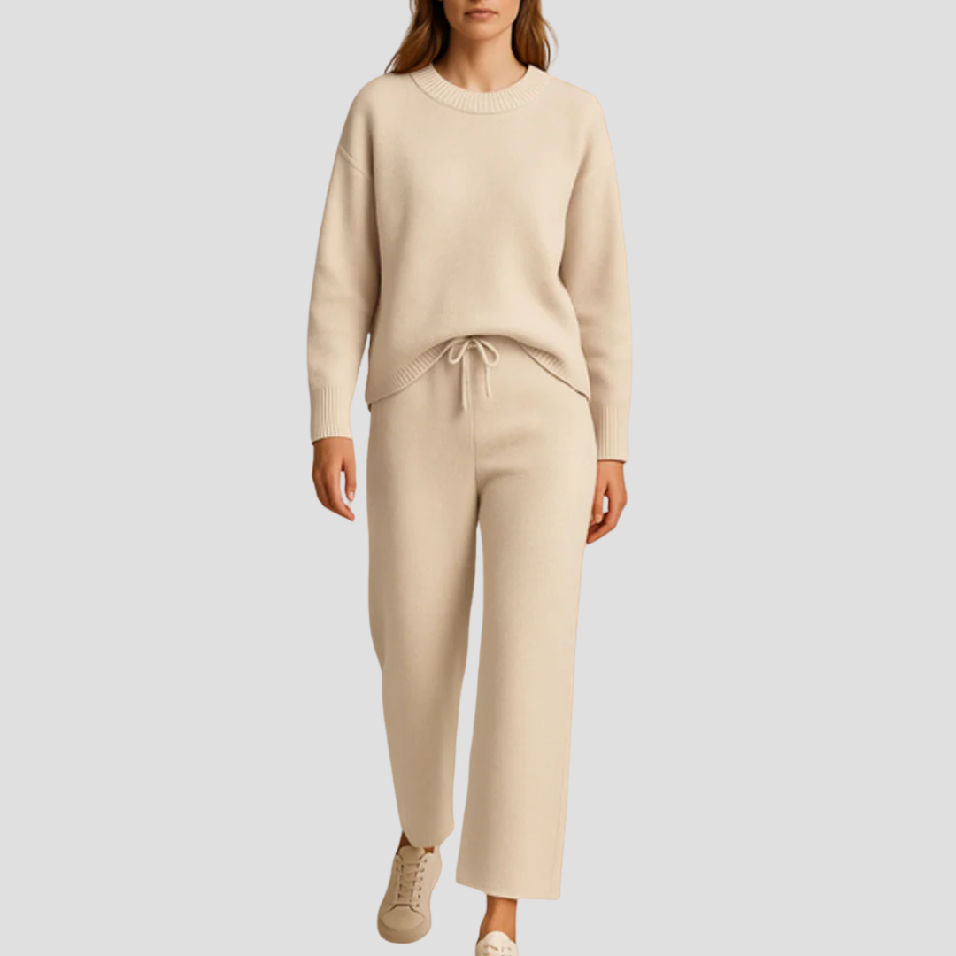 Women's Loungewear Set Knitted Relaxed Fit with Wide-Leg Trousers 5