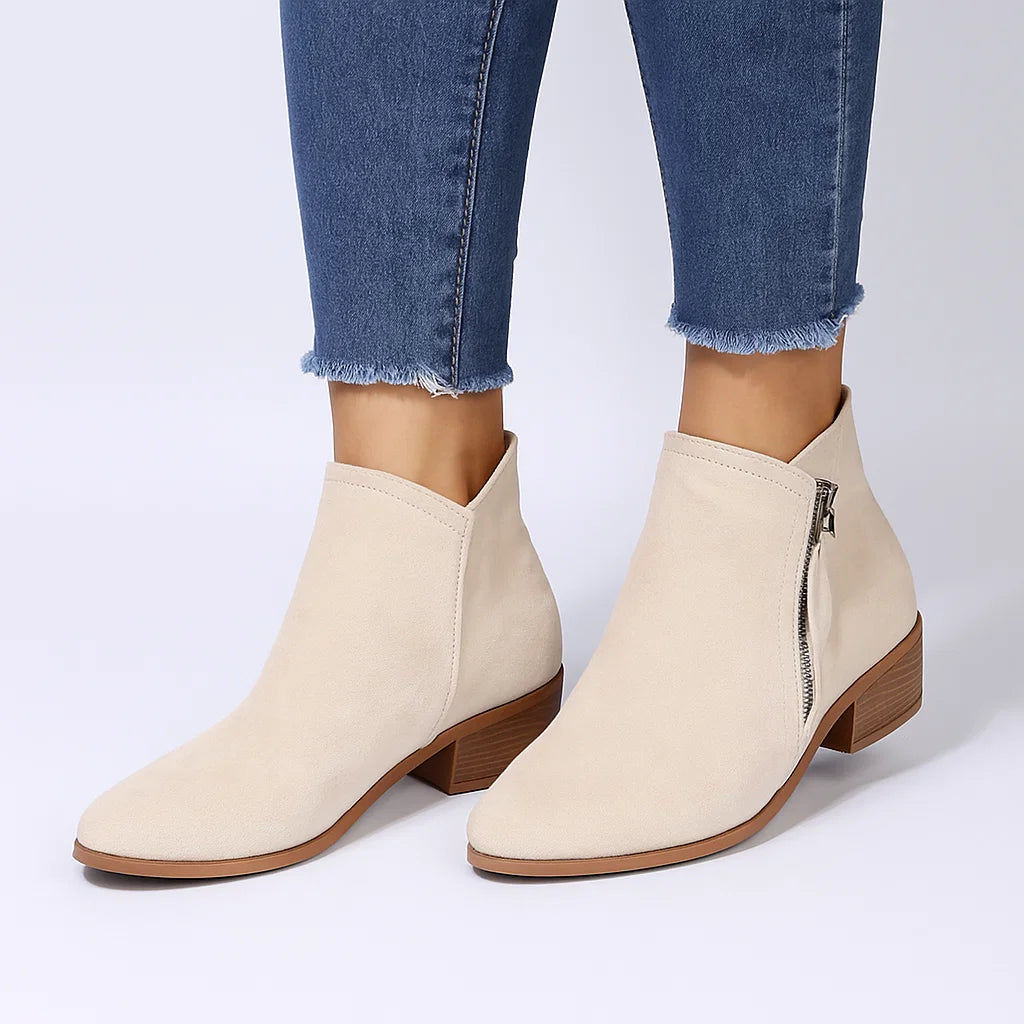 Womens Black Boots - PU Leather Orthopedic Comfort with Zipper and Stable Sole for All-Day Wear 5