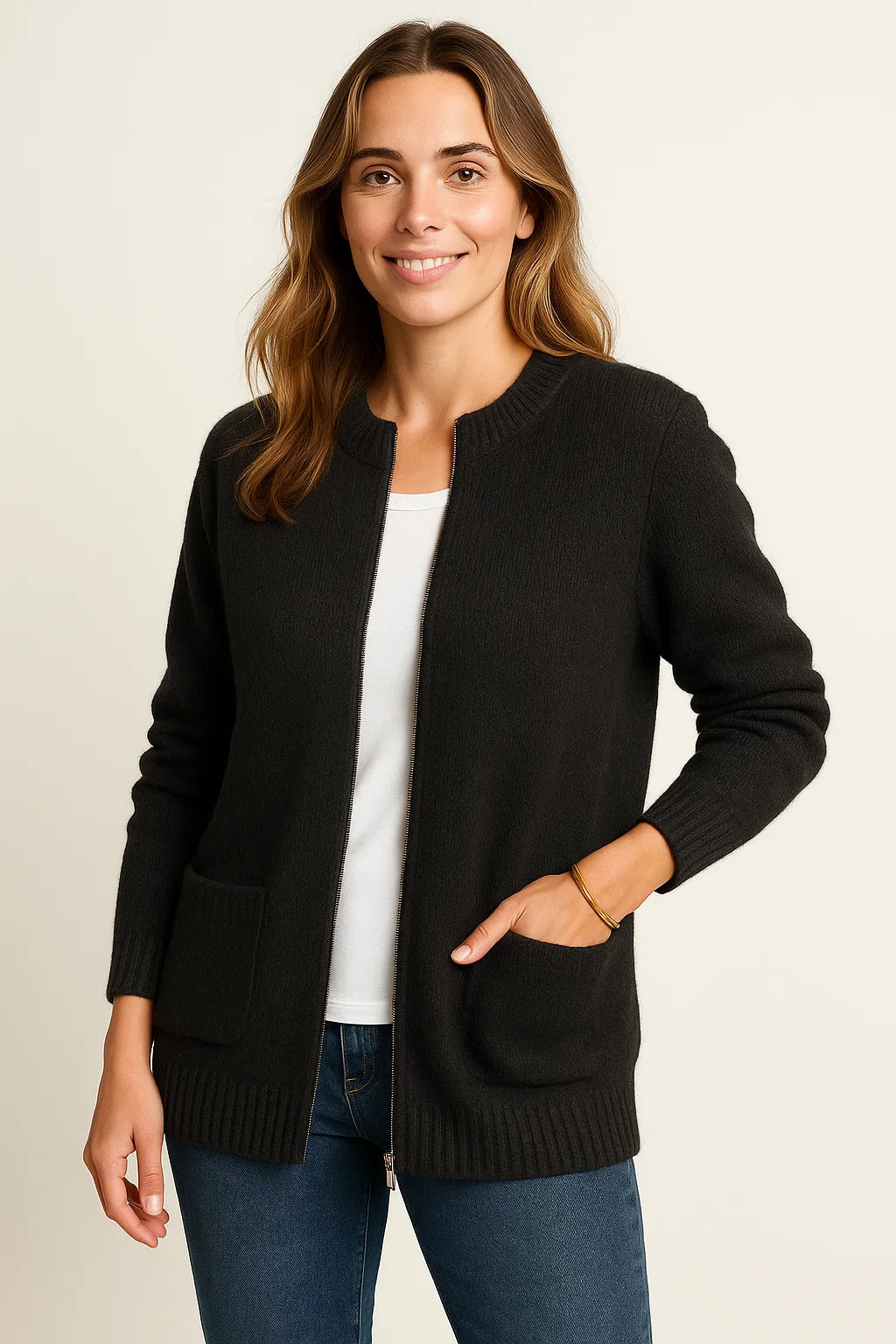 Casual Women's Jacket with Zipper and Round Neck – Lightweight Loose Fit for Everyday and Formal Wear, Sizes S to 5XL 2