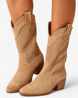 White Cowboy Boots for Women, Breathable Leather with Zipper, Casual Cowgirl Boots for Spring and Autumn 6