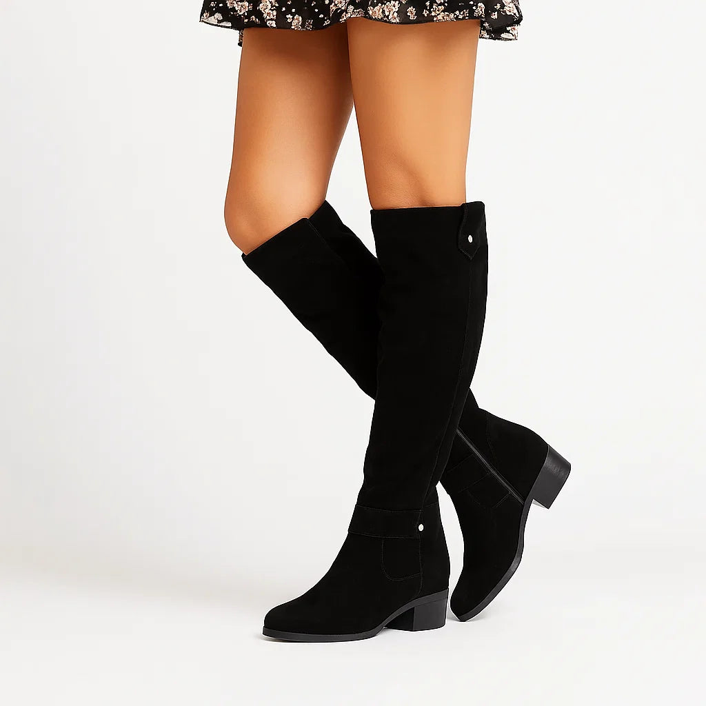 Winter Boots Women Black Leather Comfortable Design 4-Season With Non-Slip Sole 5