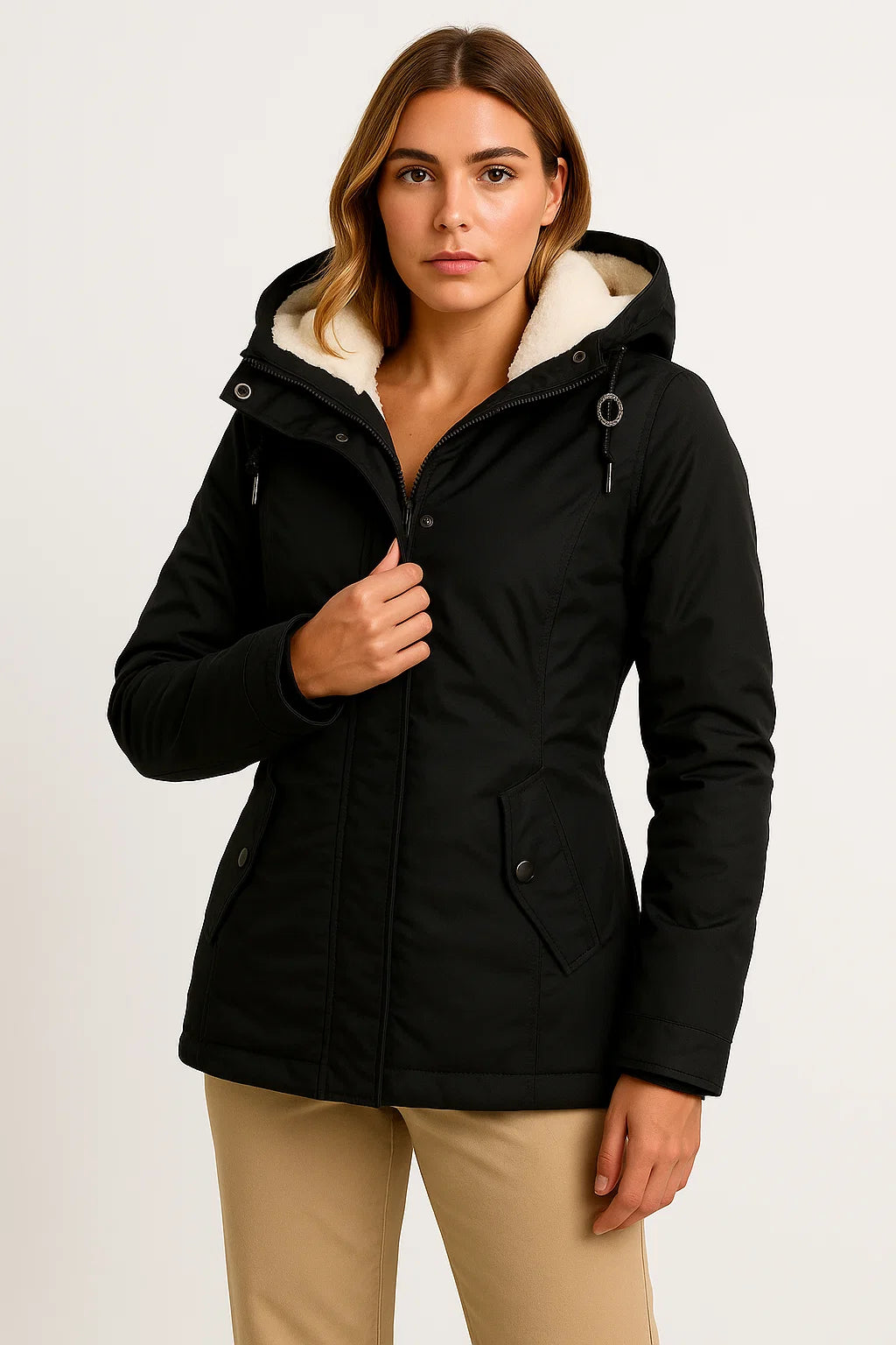 Womens Waterproof Autumn Jacket - Black Casual Windproof Coat for Fall Wear 1